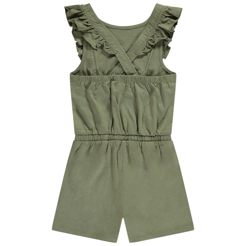 Combishort unie à bretelles ajustables dans le dos pour fille - Vert