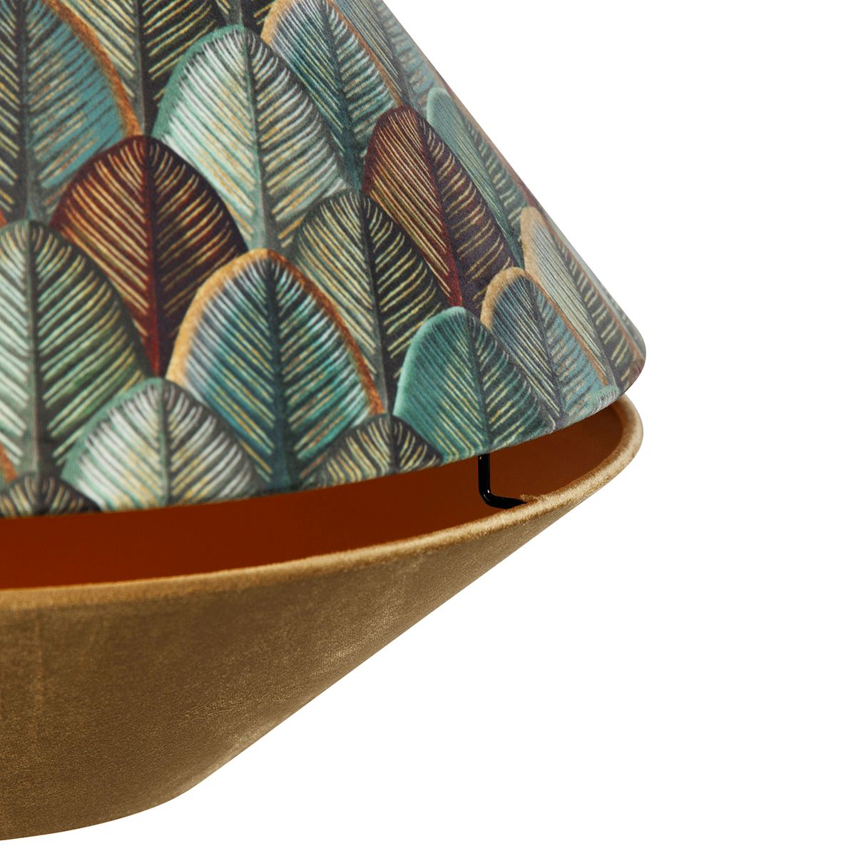 Hanglamp zwart met dubbele velours lampenkap blad dessin en beige - Combi 1