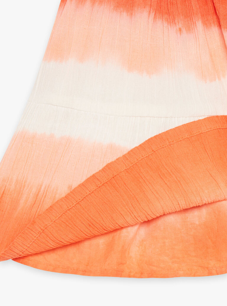 Jupe courte orange foncé tie ans dye
