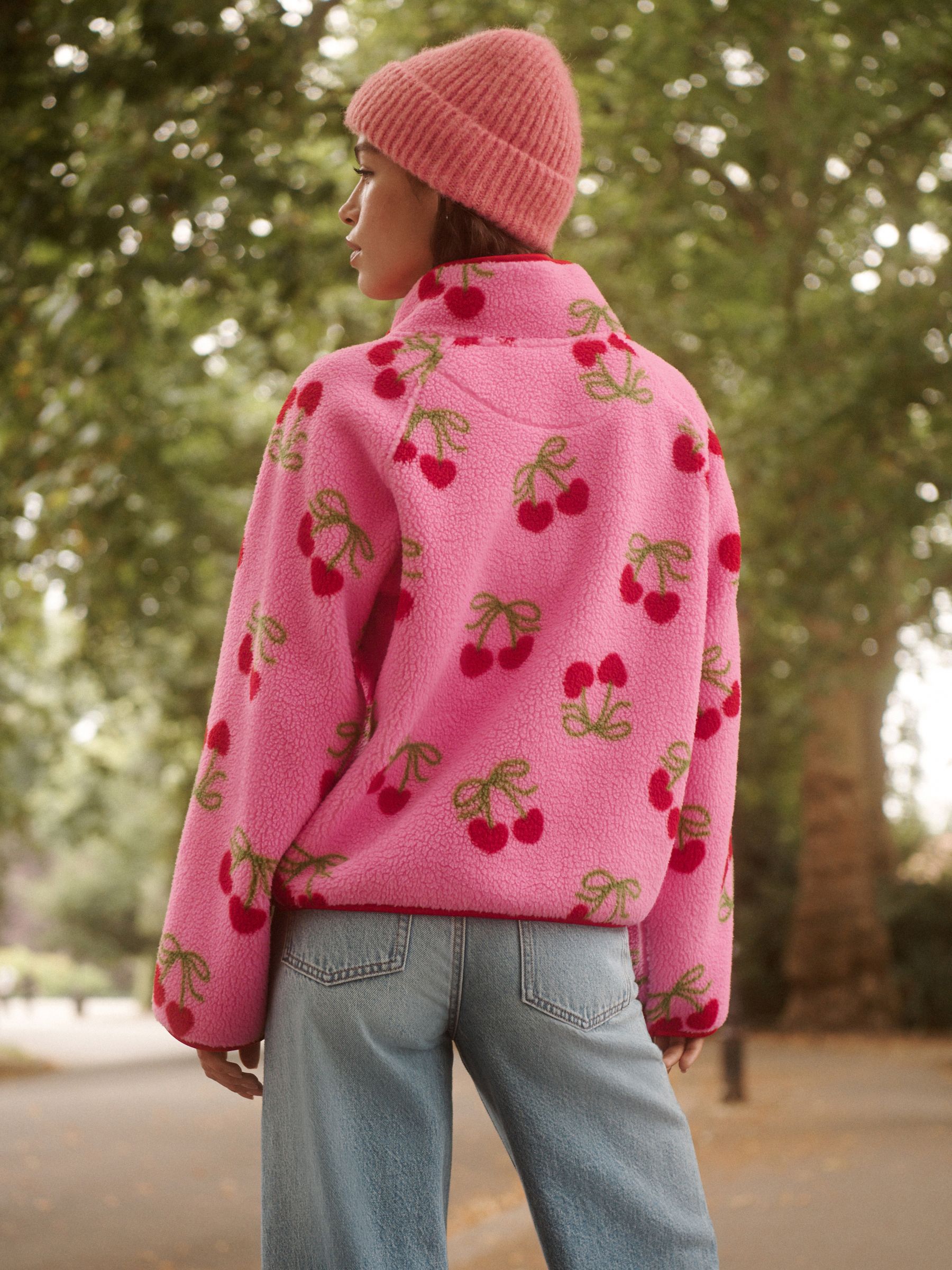 Kersenprint - Active Quarter Zip Borg Jacket