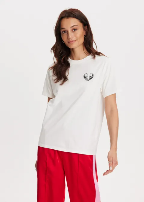 T-shirt met print heartbreak off-white (WIT.O)