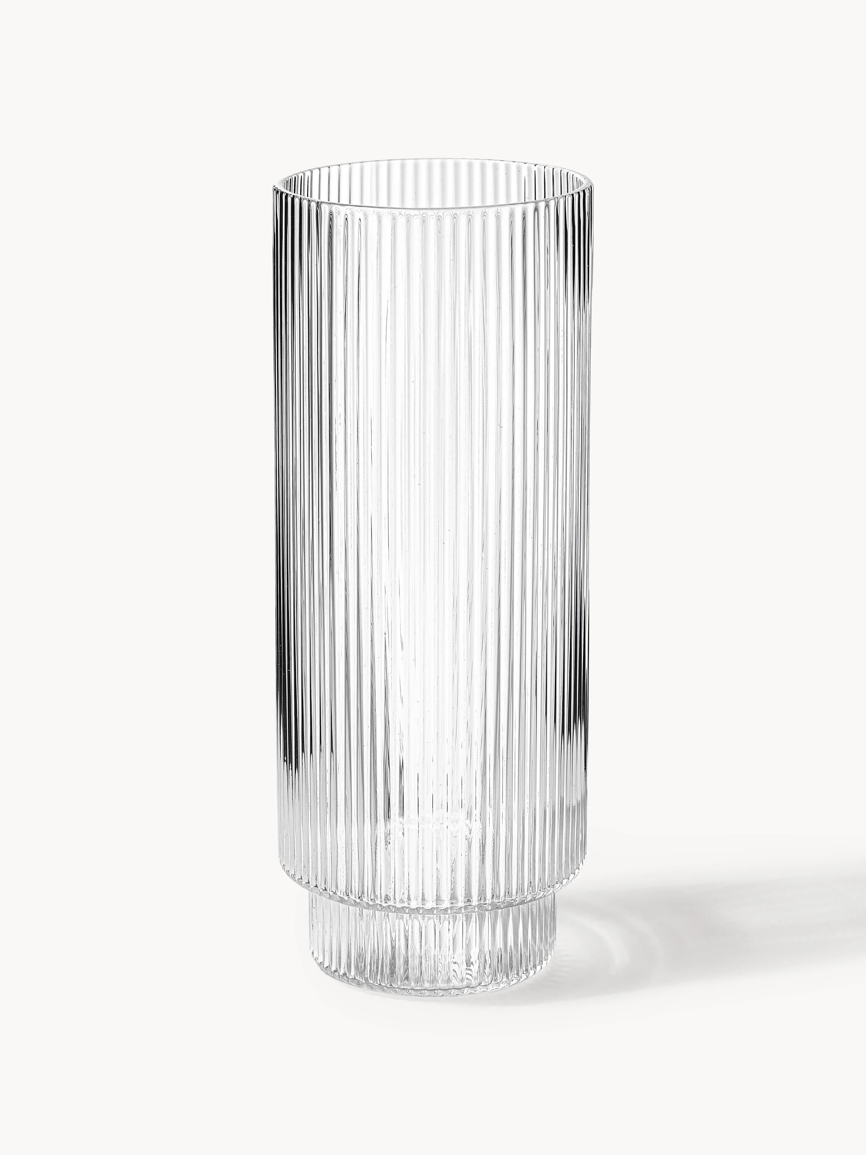 Mondgeblazen longdrinkglazen Ripple met groefreliëf, 4-delig
