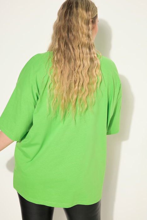 T-Shirt, oversized, Schrift Print, Rundhals, Halbarm