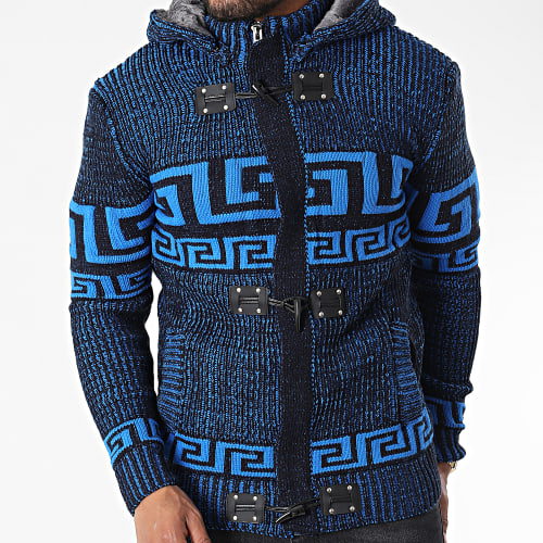 Gilet Zippé Capuche 3014 Bleu Clair Noir