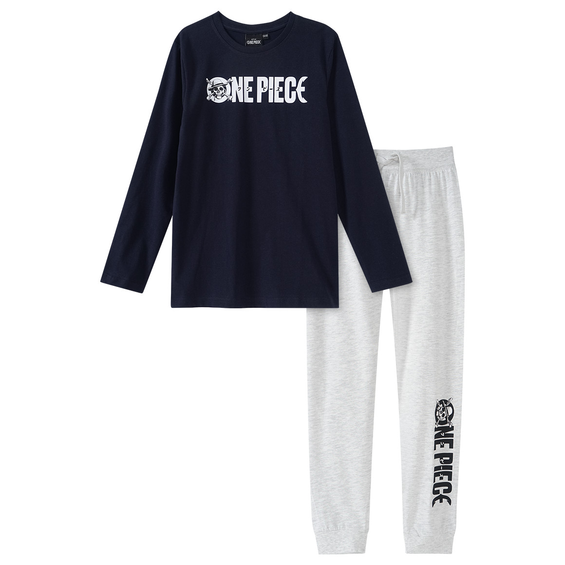 Yigga One Piece Schlafanzug mit Rücken-Print dunkelblau / hellgrau