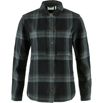 Fjällräven Singi Flannel Over Bluse Black / Iron Grey Damen
