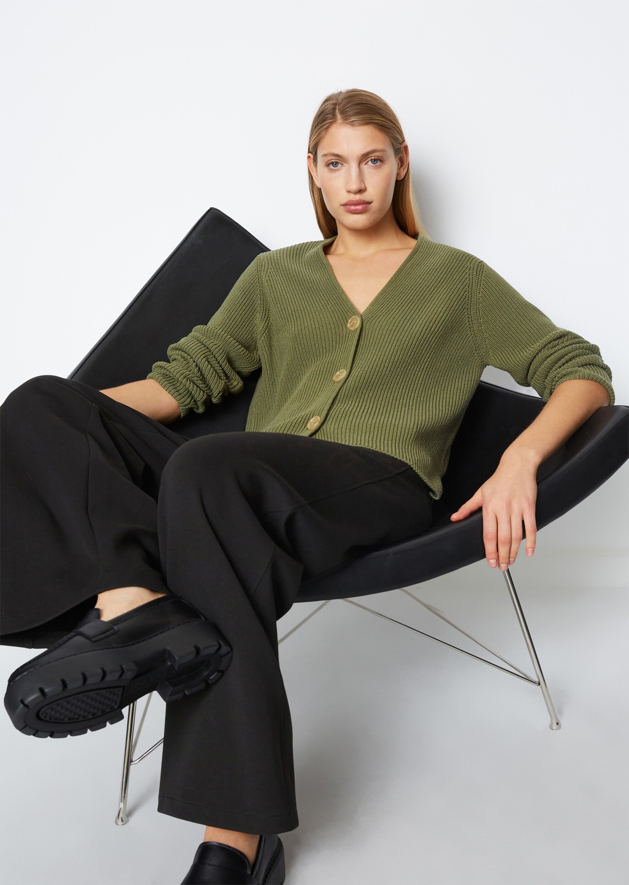 V-Neck-Cardigan relaxedaus Heavy-Weight-Organic-Cotton