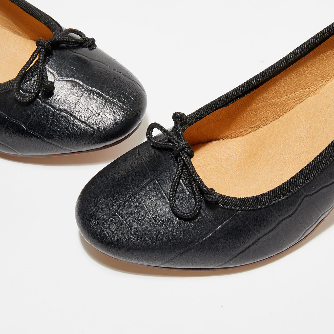 Quartier Latin Ballerines en Cuir Croco Sophie noires  - Talon 6 cm