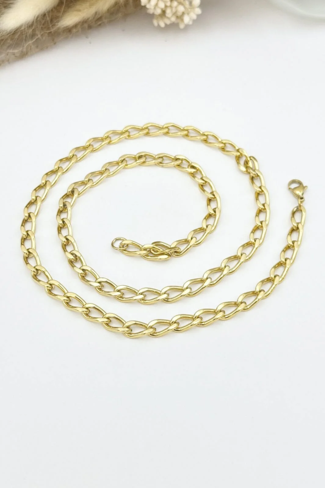 Mellow Moon Figaro Mesh Necklace figaro02 forgyldt