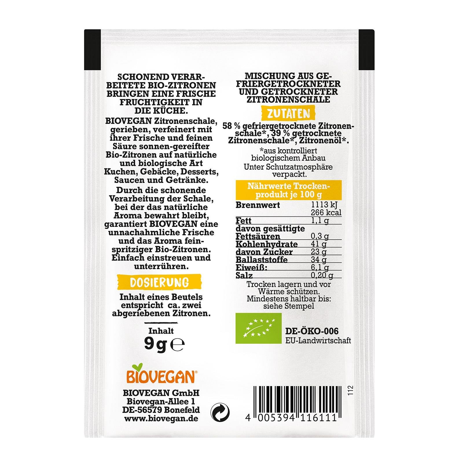 BioVegan Zitronenschale gerieben