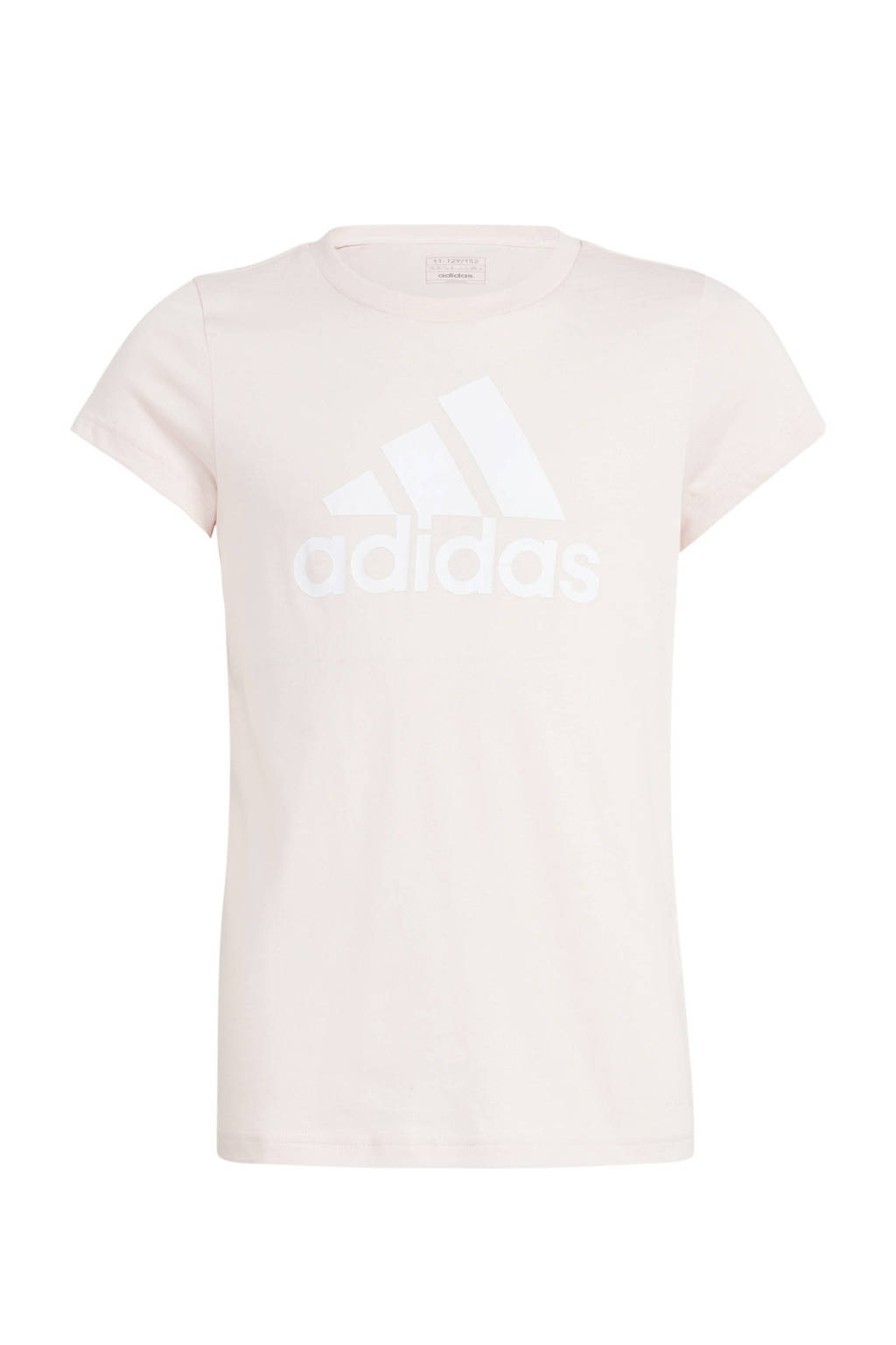 adidas T-shirt met logo lichtroze/wit