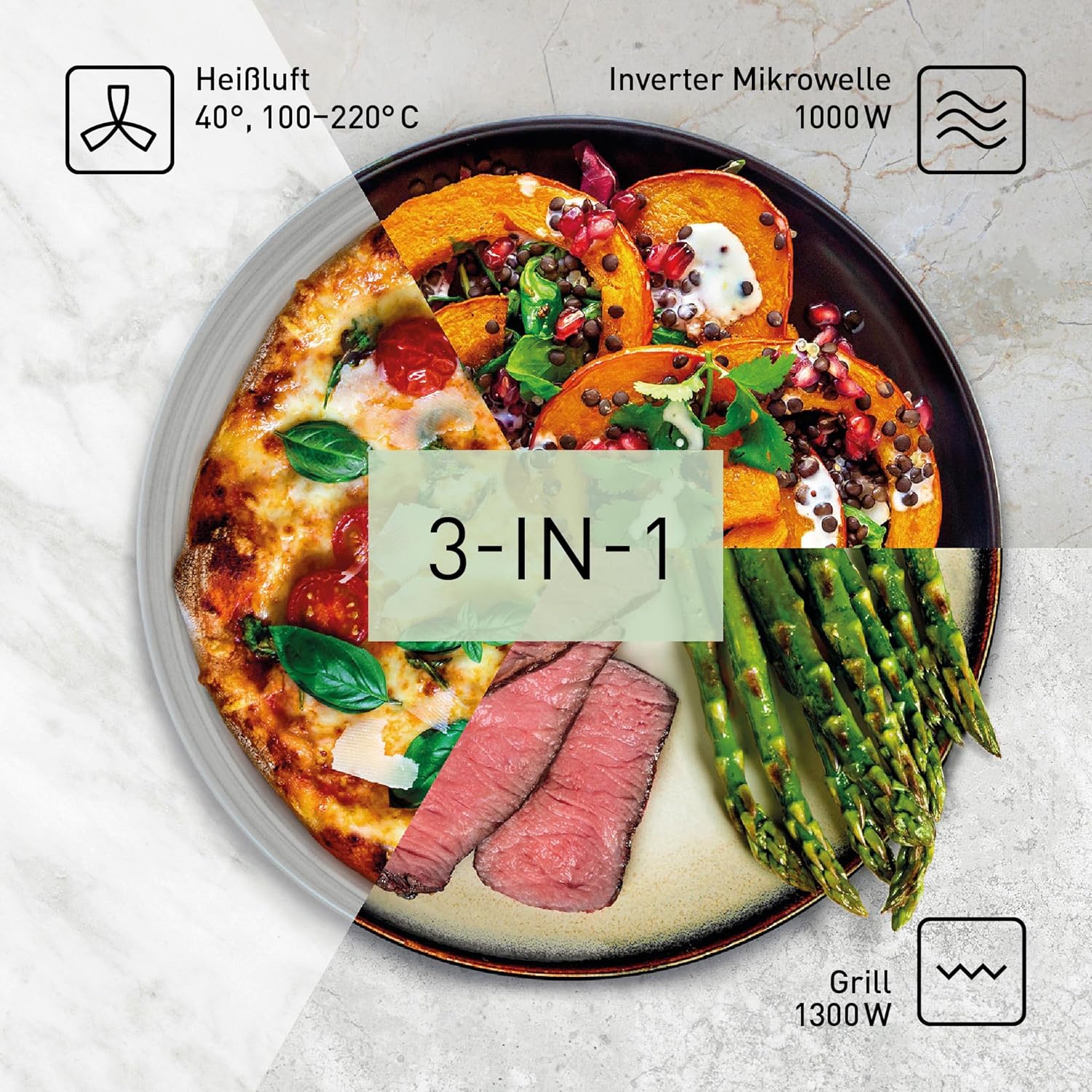 Panasonic NN-CT56JBGPG Slimline-Kombi-Mikrowellenherd mit Grill, Drehteller aus Glas, 27 l, 1000 W, 40/100–220 °C, 23 automatische Programme, Auftauen, 6 Leistungsstufen, digitale LED, Schwarz