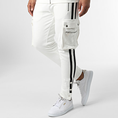 Ensemble De Survetement A Bandes FTK 6195 Blanc
