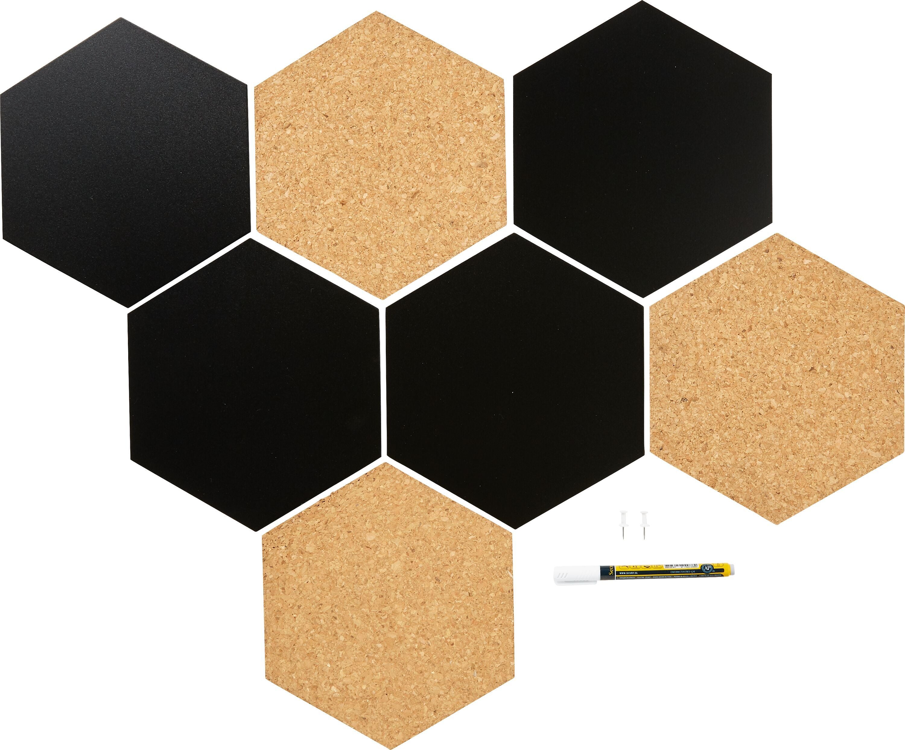 HEXAGON Kreide-/ Korktafel - B: 20.0 cm x T: 2.0 mm x H: 23.0 cm