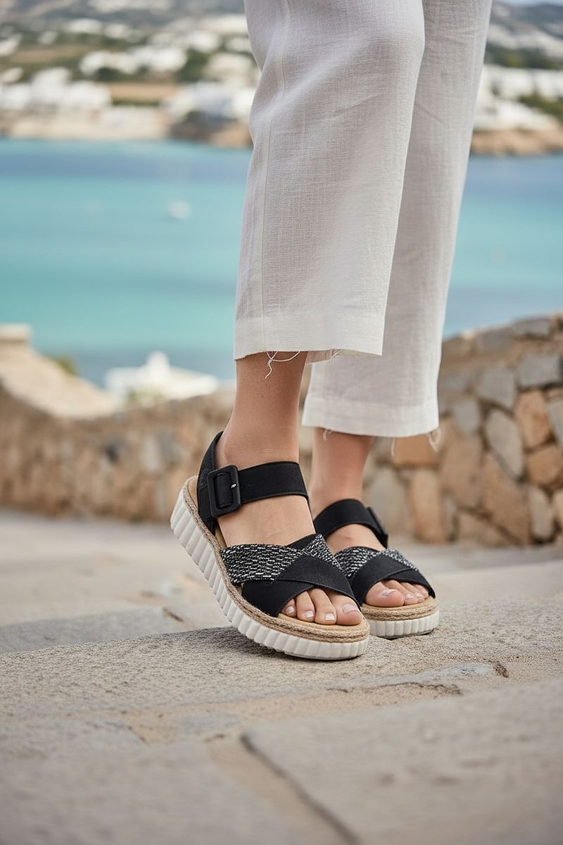 Rieker Sandalen Zwart Dames