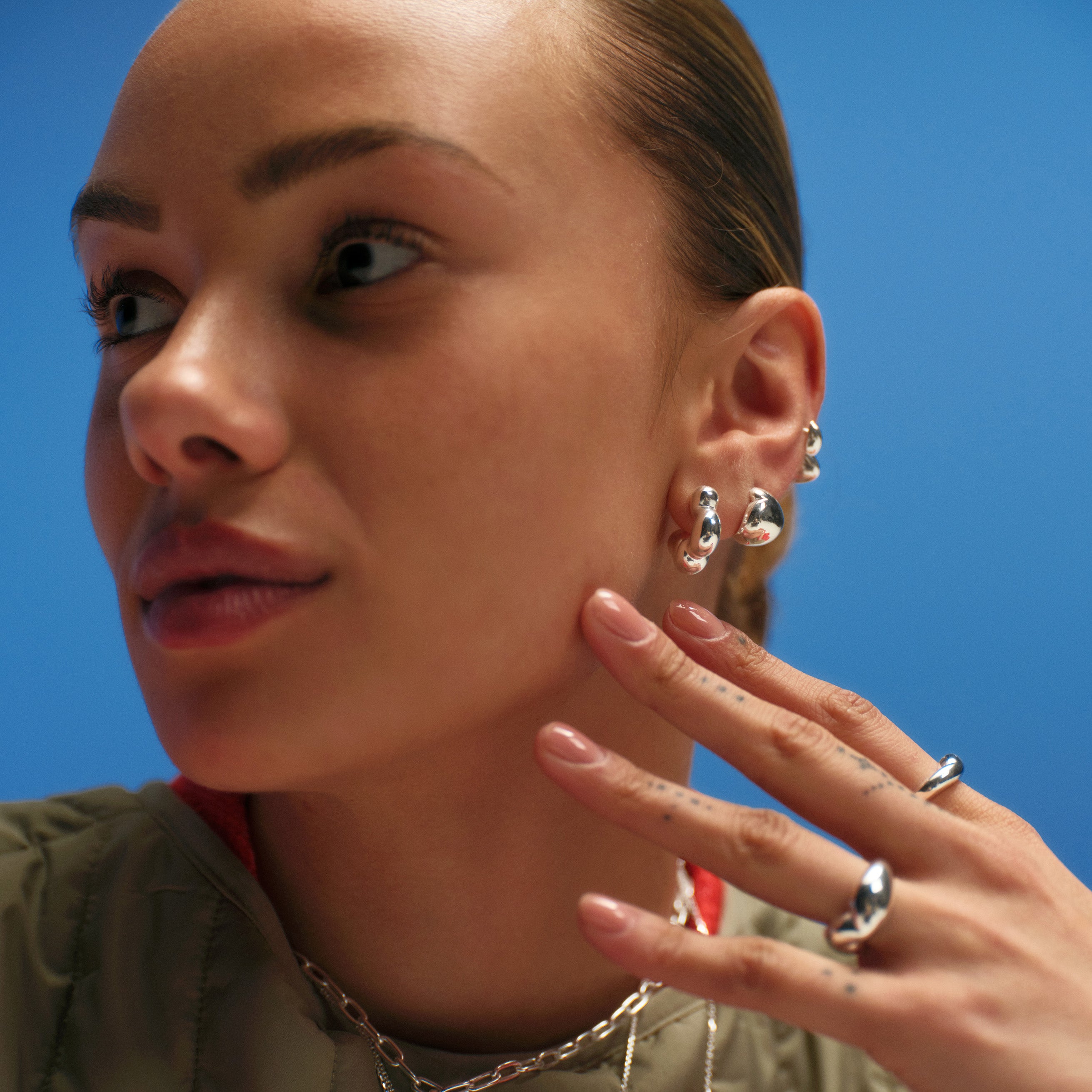 Camille Brinch  Cloudy Puffer hoops - sølv