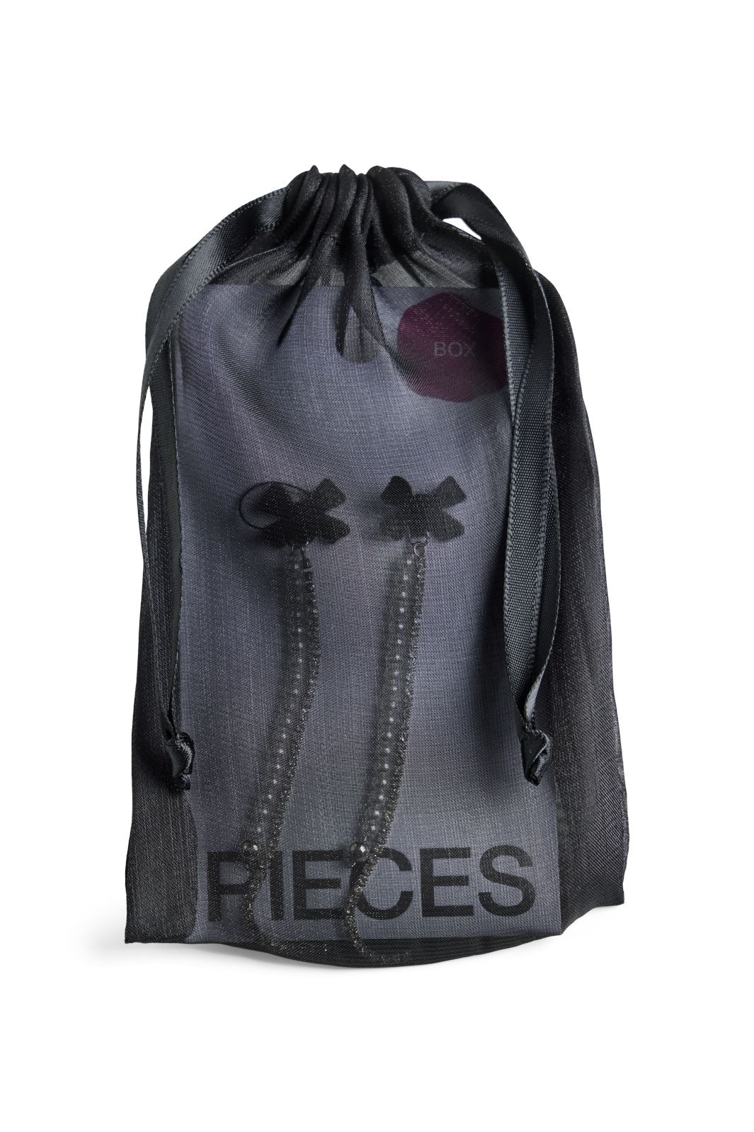 Pieces Pcnikki Earrings Box 4585600 silver colour st1 black bow