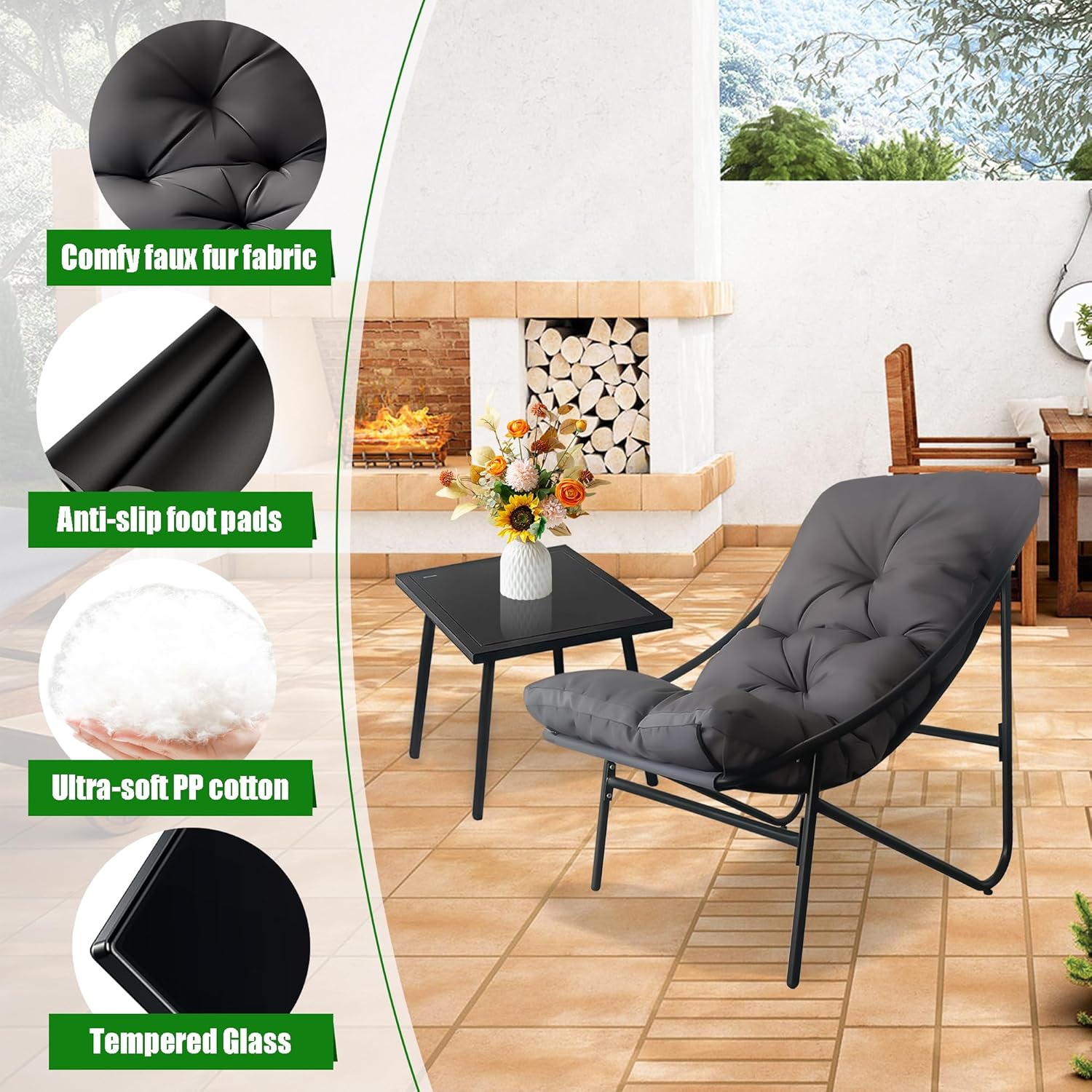 Balkonmöbel Set 3 teilig, Terrassenmöbel 2 Stühle mit Sitzkissen und Tisch,Gartentisch mit Stühlen, Balcony Furniture, Balkonmöbel Set für Kleinen Balkon,für Terrasse Balkon (Braun-1, 90 x 69 x 80CM)