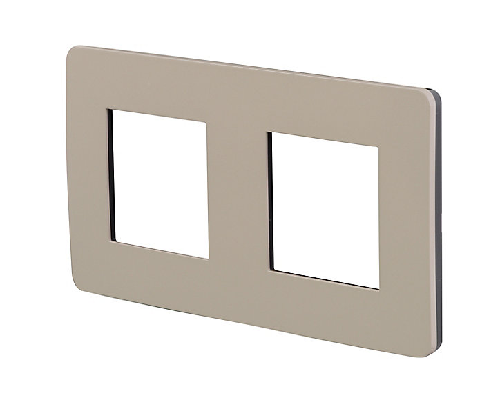 Plaque de finition double Schneider Electric Unica Déco taupe liseré anthracite