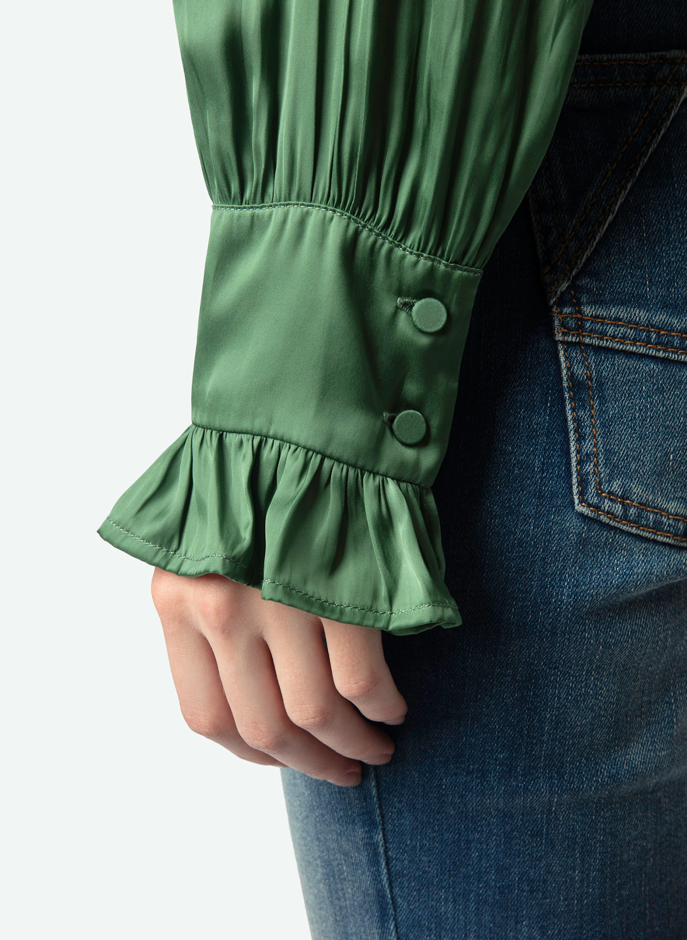 THELY - Chemise droite satinée| Vert