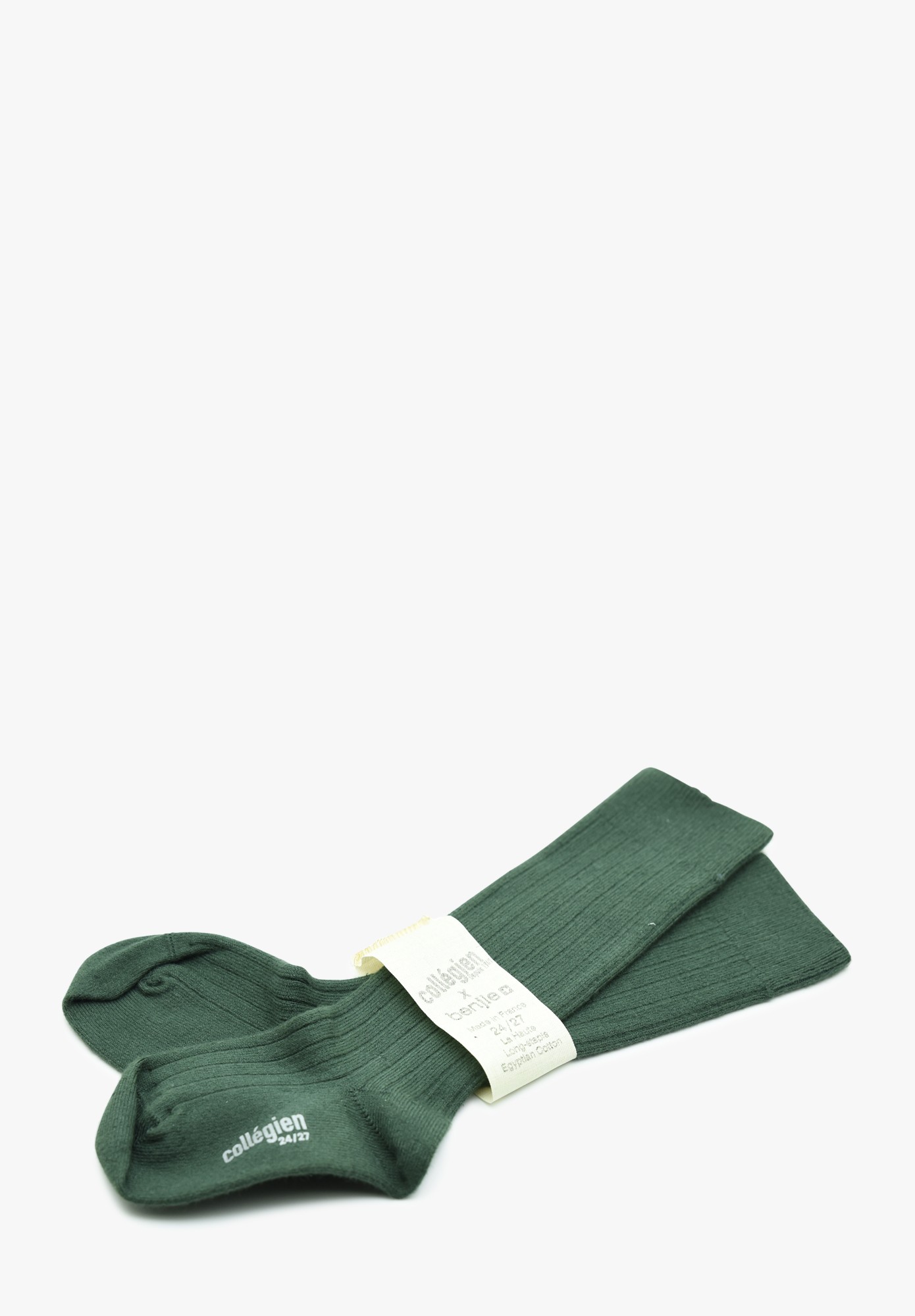 Hohe gerippte Socken Benjie x Collegien Waldgrün