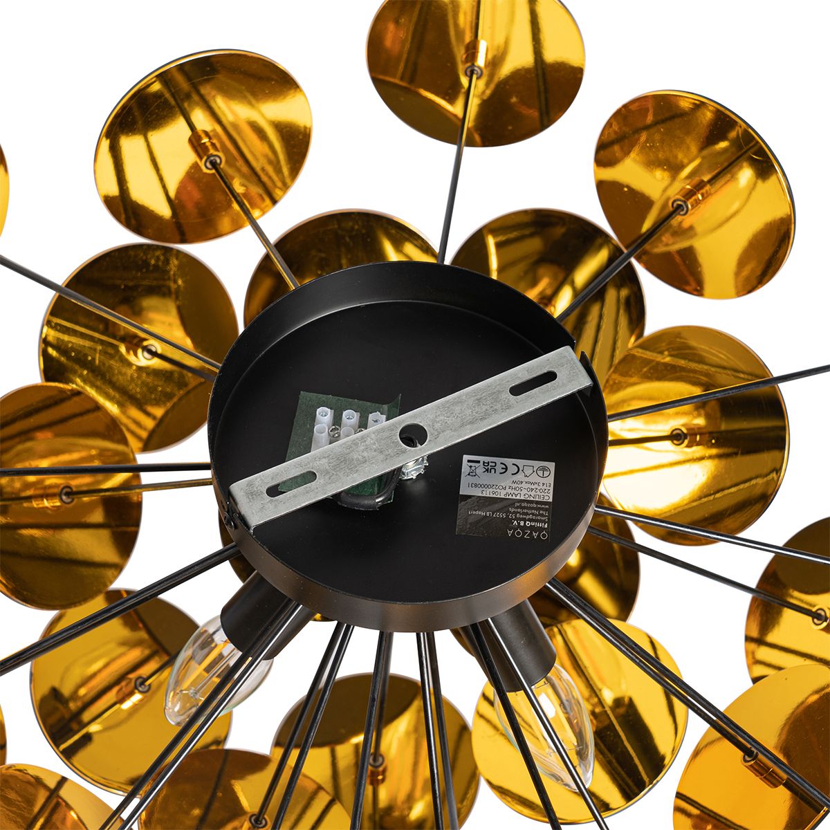 Design plafondlamp zwart met goud 54cm 3-lichts - Cerchio