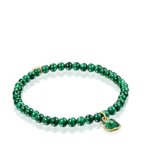 Pulseira com banho de ouro 18 quilates sobre prata e malaquita Icon Color