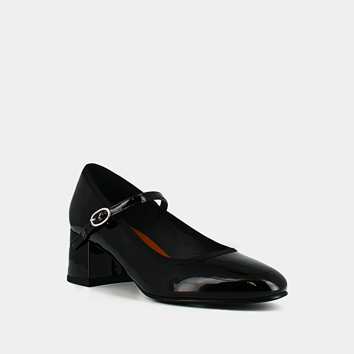 Babies à talons  en cuir verni noir