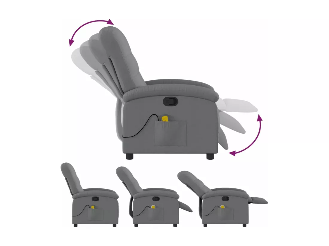 Fauteuil massant inclinable Gris foncé Tissu