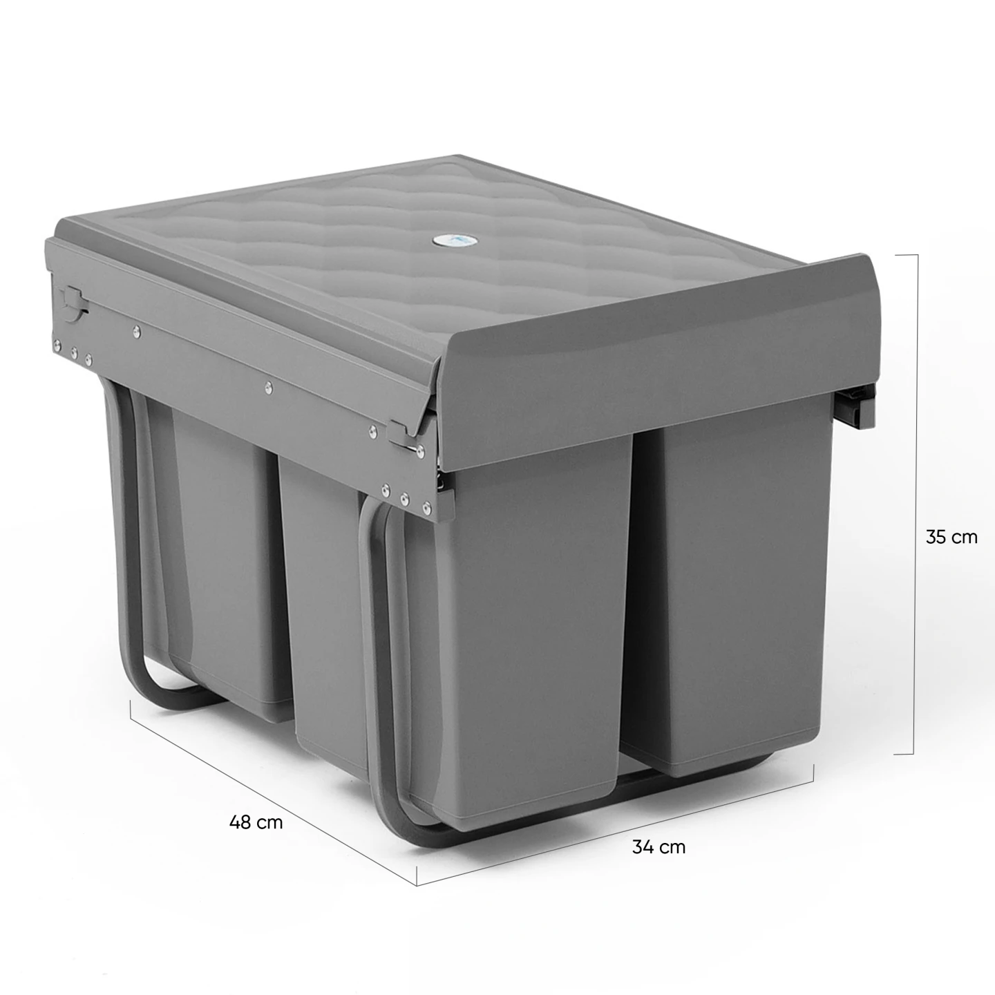 Poubelle de tri sélectif encastrable 3 compartiments amovibles 1x15L et 2x8L
