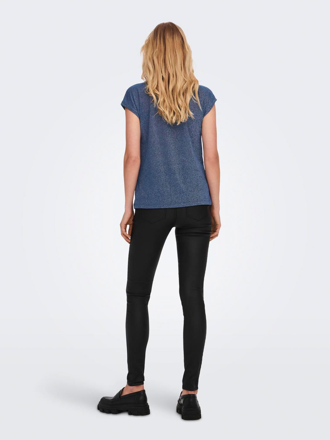 ONLY  Silvery Short Sleeve V-Neck