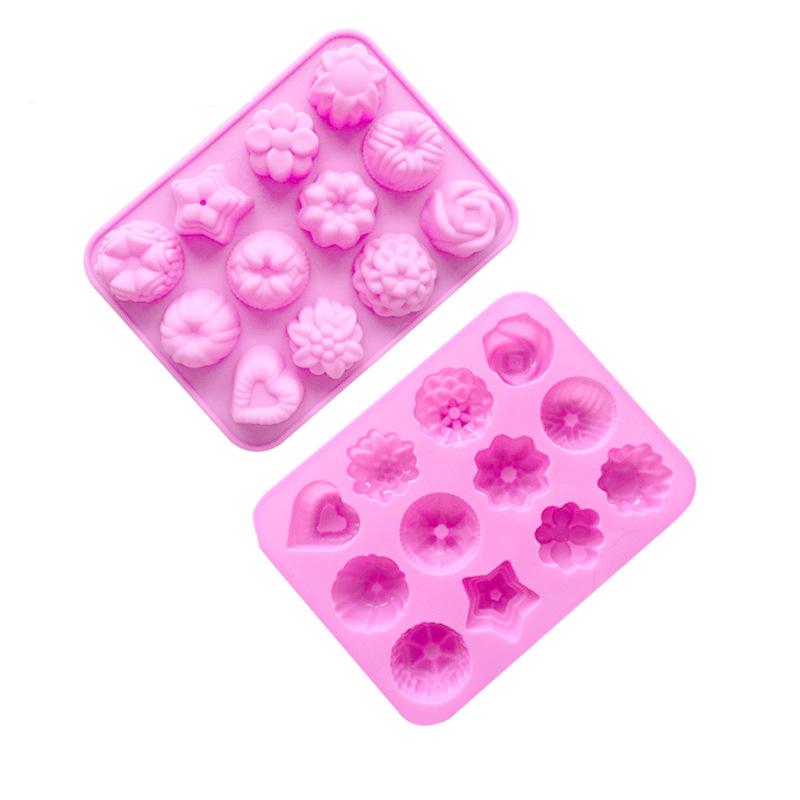 12-fach Silikon Seifen Block Form DIY Handseife Giessen - Blumen