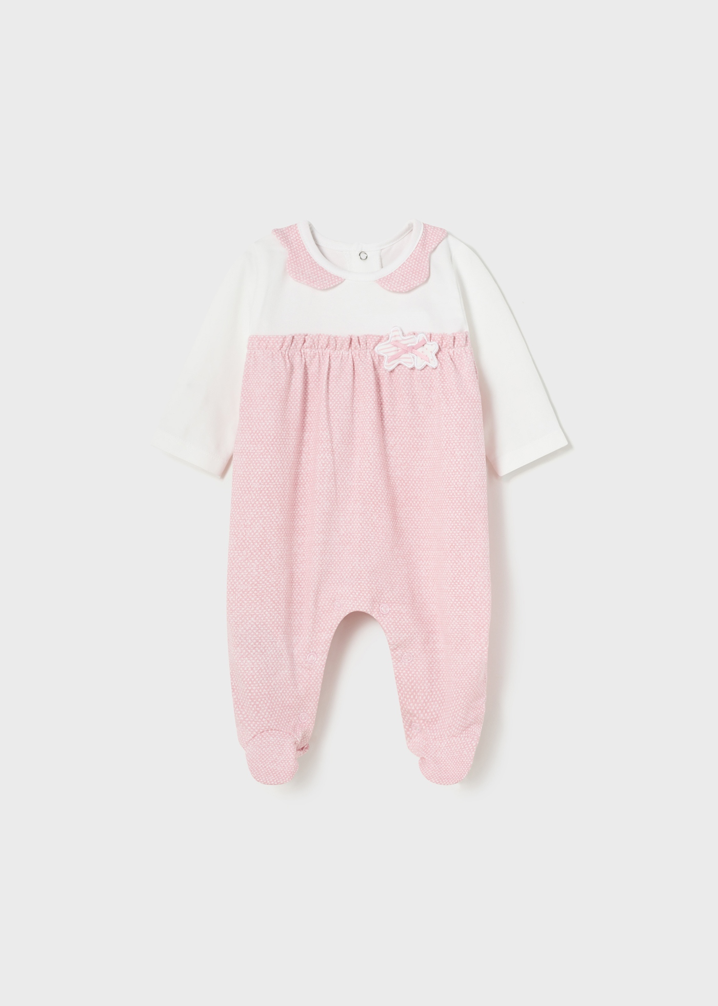 Pijama de algodão sustentável com gola para recém-nascidos