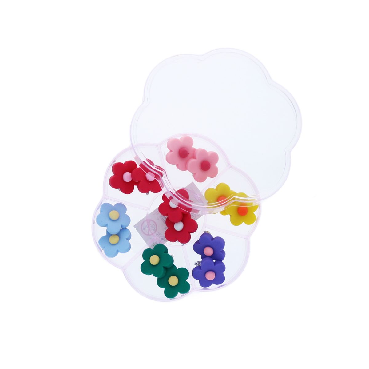 Boite de 7 paires de boucles d'oreilles fleurs Roodoudou