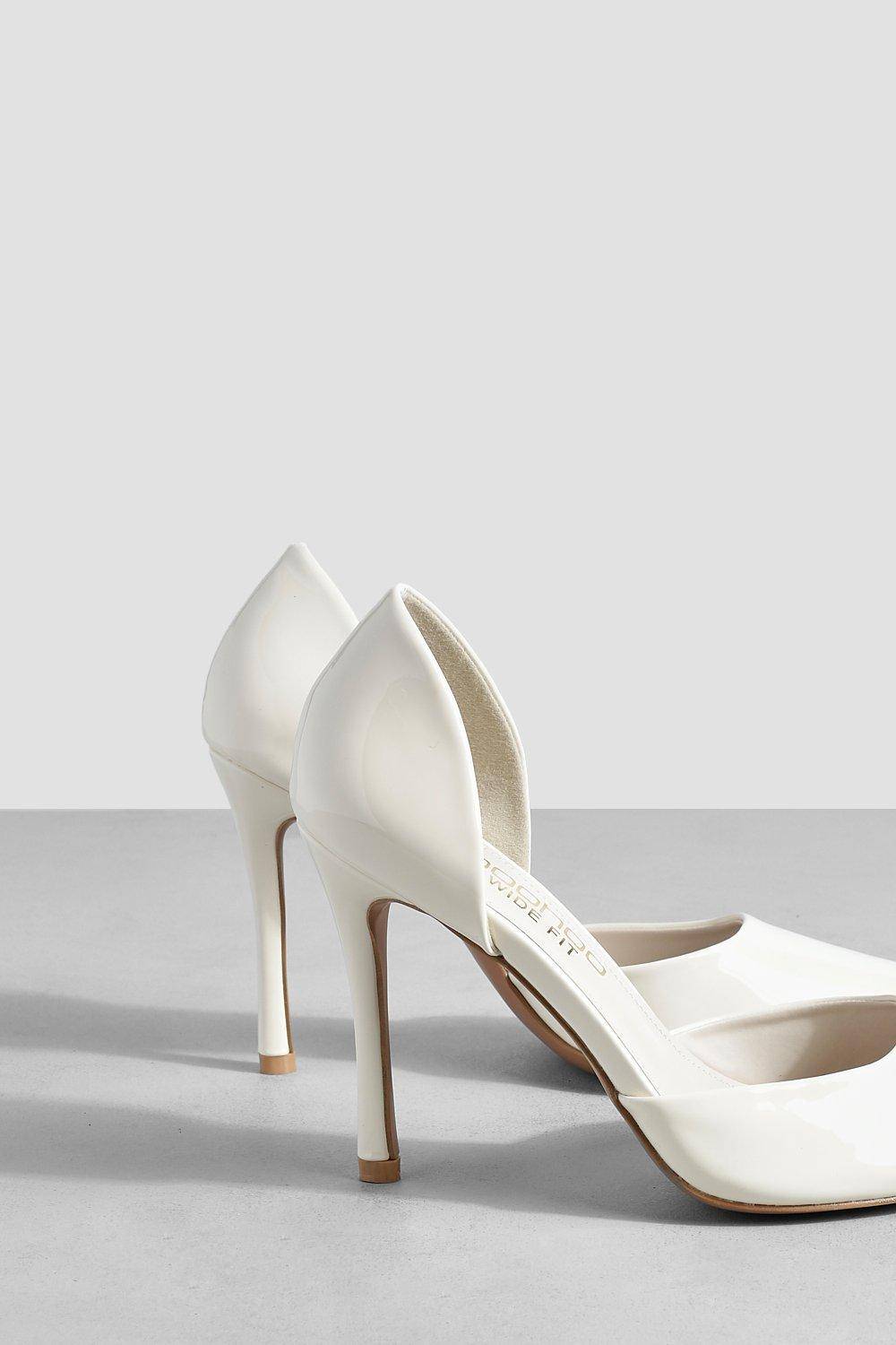 boohoo Wide Fit Patent Cut Out Court Shoe
