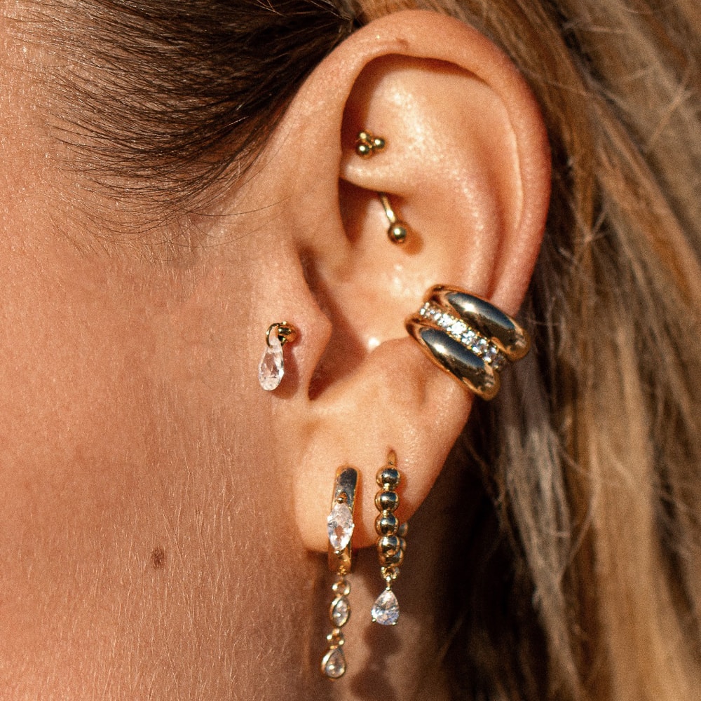 Boucles d'oreilles - Cassis créoles - Laiton doré or 1 micron