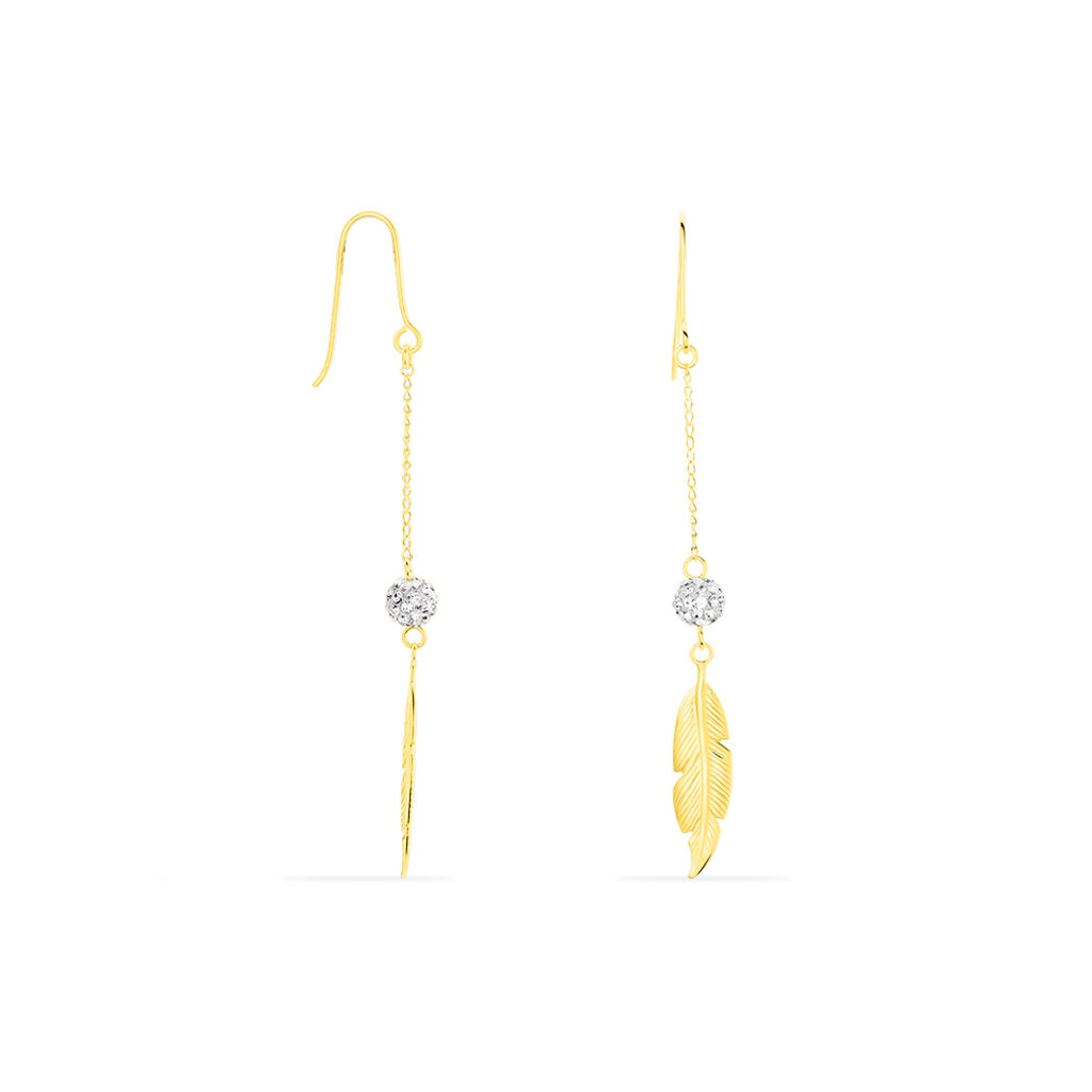 Boucles D'oreilles Pendantes Powoo Or Jaune Strass