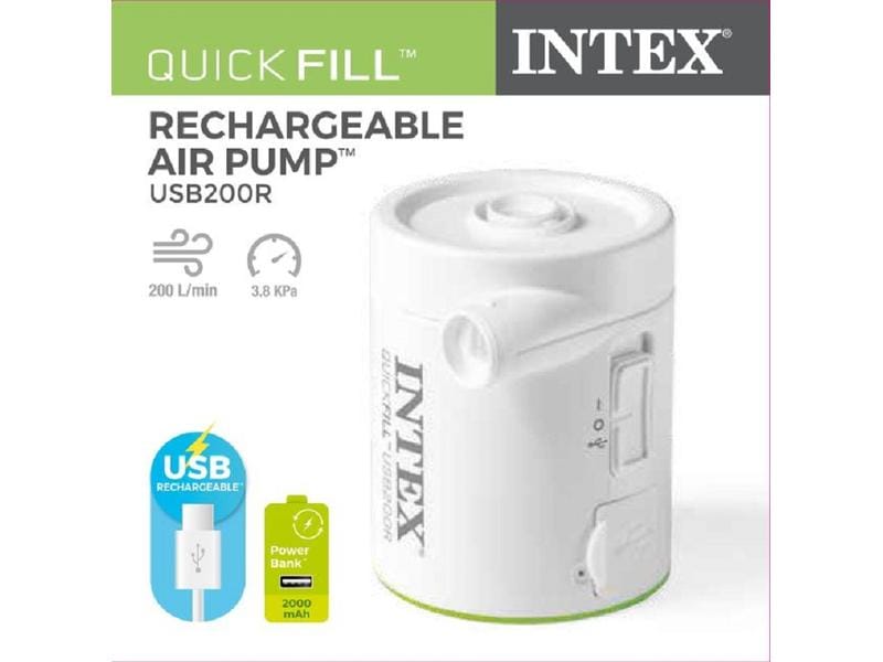 Intex Luftpumpe Quick-Fill Wiederaufladbar, USB 200 Pumpe für Luftmatratzen