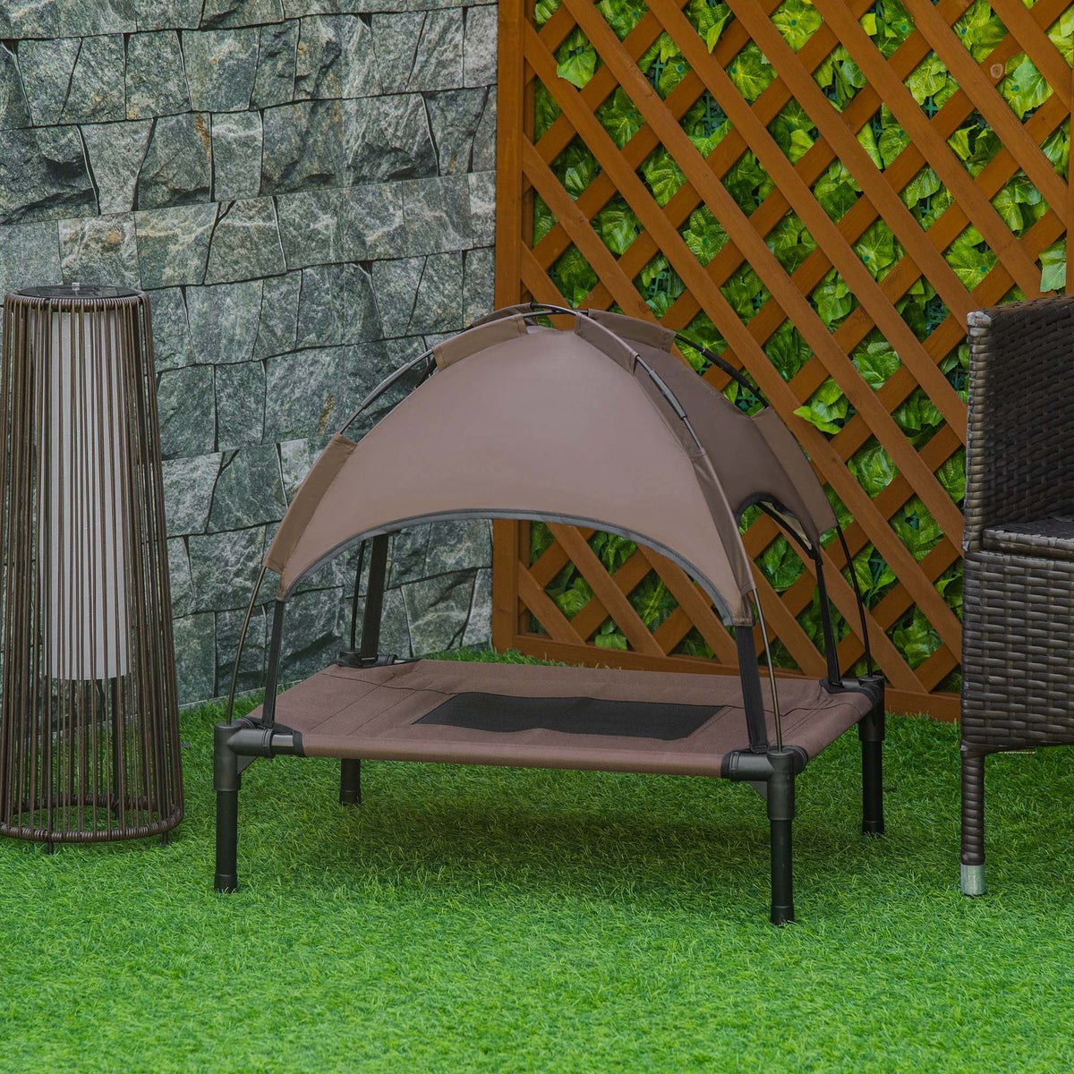 PawHut hondenbed, L61 x B46 x H62 cm, metaal, Oxford, mesh, taft, koffie+zwart