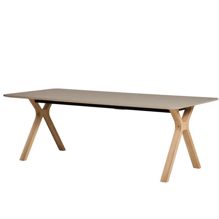 Andersen Furniture - Space Ausziehtisch 95 x 220 cm, Eiche weiss pigmentiert / Laminat Castoro Ottawa (Fenix 0717)