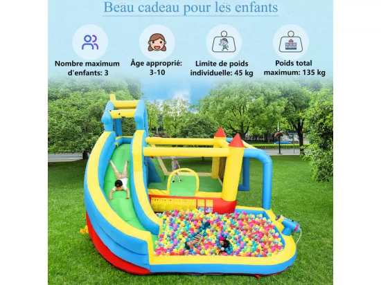 Château gonflable pour les enfants de 3 à 10 ans - avec Souffleur - charge max 135kg - 364x315x239cm