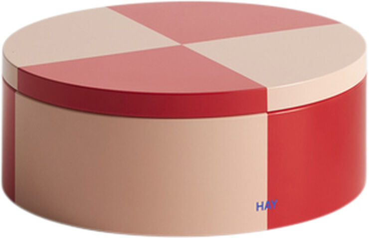 Hay Tin Container-Round-Red and soft pi