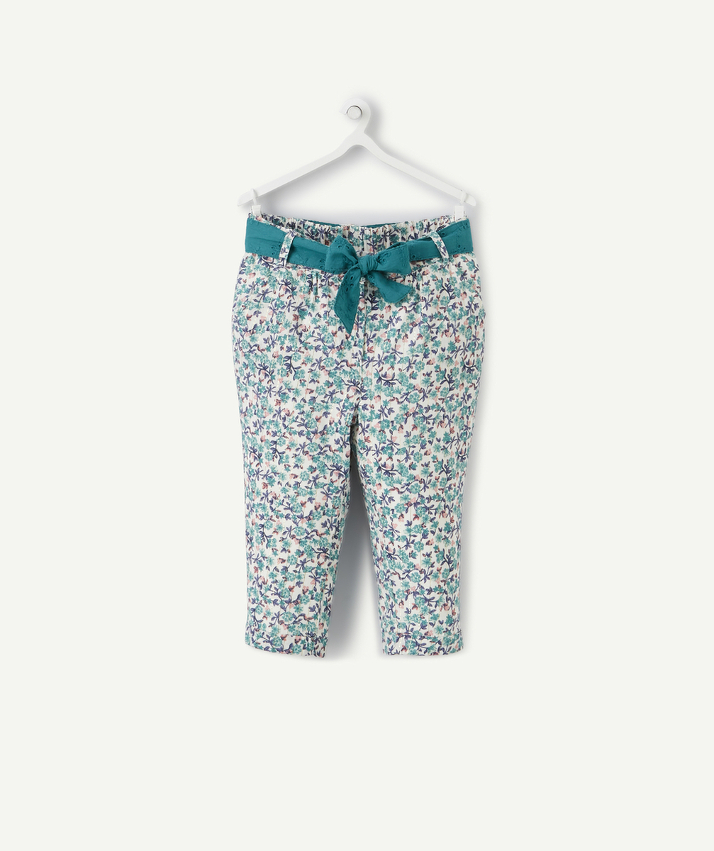 LE PANTALON FLUIDE FLEURI AVEC CEINTURE EN BRODERIE ANGLAISE