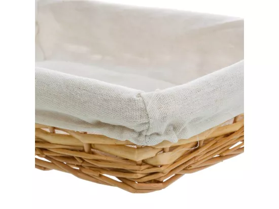 Plateau en osier avec doublure blanche 36x24x8h