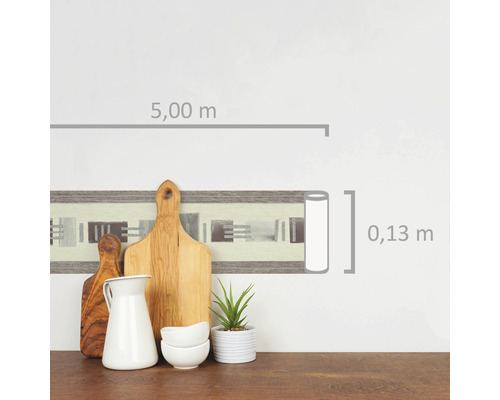 Rand 8930-17 Alleen Randen 9 zelfklevend ornament bruingrijs 5 m x 13 cm