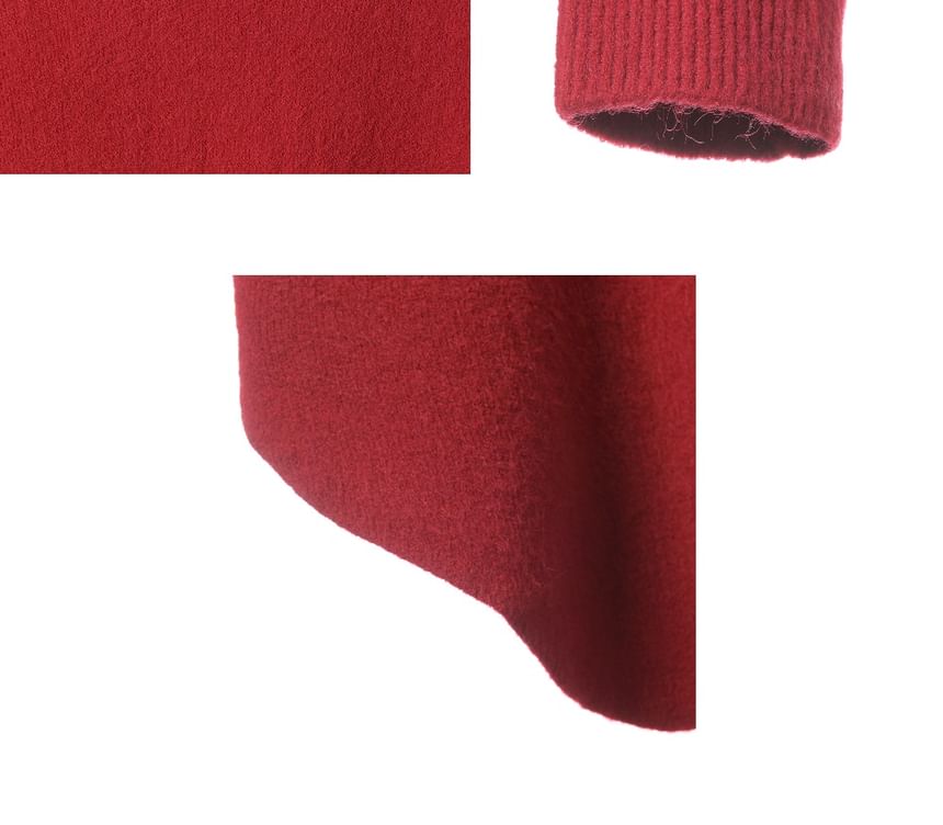 Erione - Ronde hals, effen, oversized trui met split