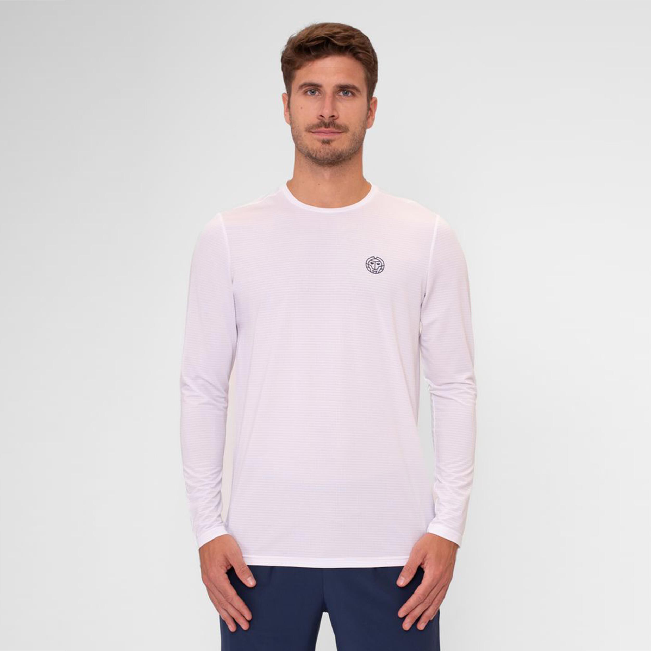 BIDI BADU Crew Roundneck Haut Manches Longues Hommes - Blanc
