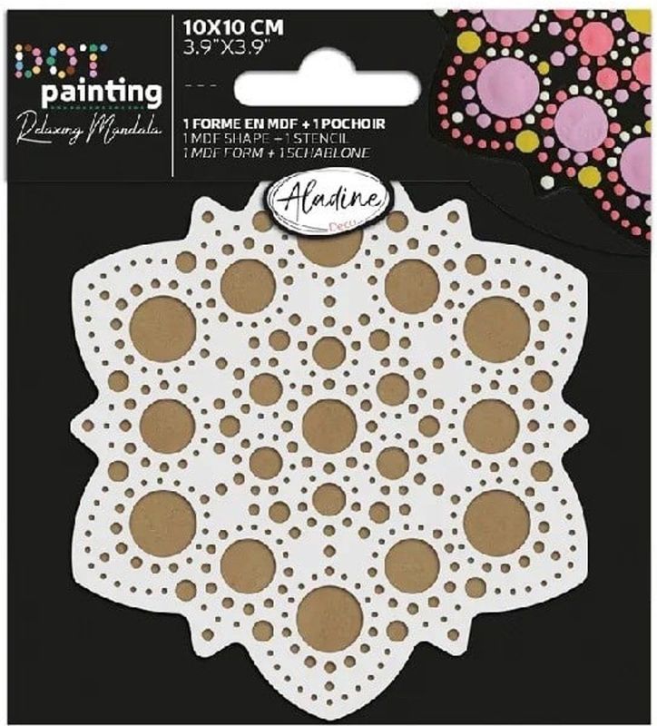 Aladine - Deco - Dot Painting - Onderzetter - Anemone - MDF - 2-delig