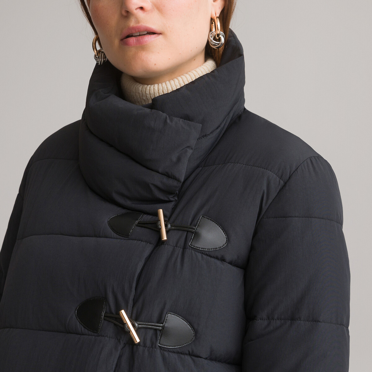 ANNE WEYBURN<br>Jaqueta de plumas de comprimento médio, com zíper, para o inverno