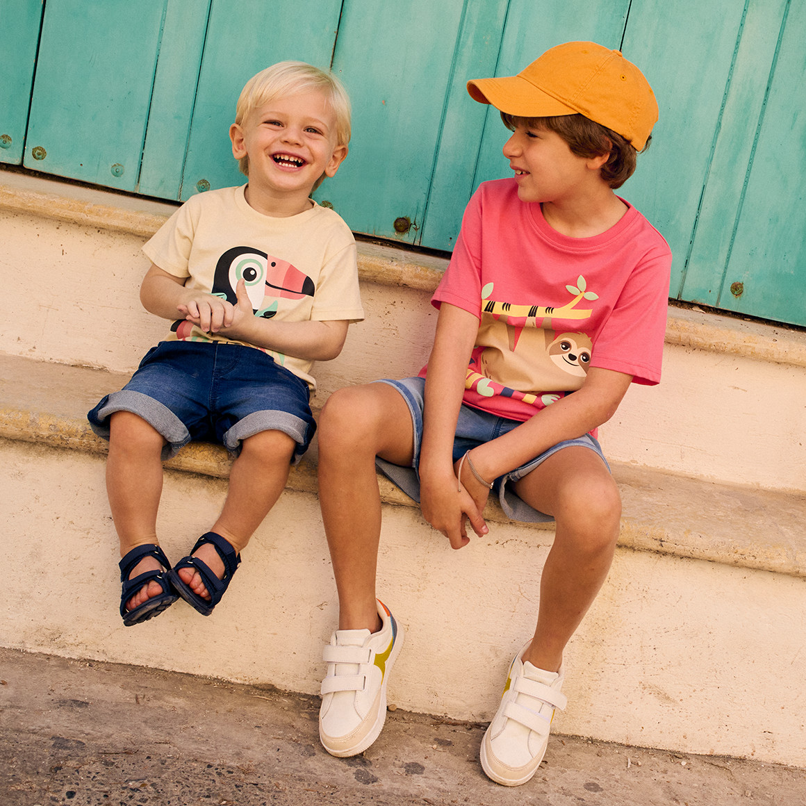 Topomini Baby T-Shirt mit Tukan-Motiv beige
